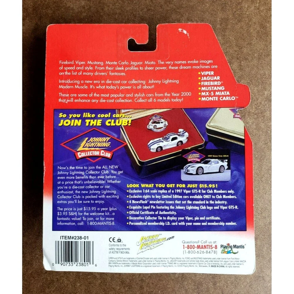 2000 Johnny Lightning DODGE VIPER RT/10 CONVERTIBLE 1/6 Modern Muscle Serie 1:64